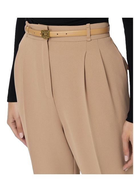 Crepe trousers with belt and embroidery ELISABETTA FRANCHI | Trousers | PA02846E2032